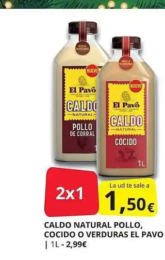 Supermercados MAS Caldo natural pollo, cocido o verduras el pavo oferta
