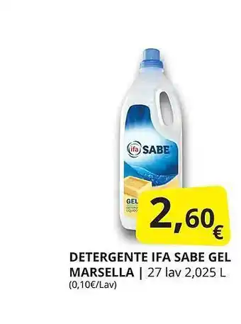 Supermercados MAS Detergente ifa sabe gel marsella oferta