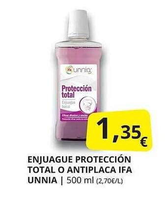 Supermercados MAS Enjuague protección total o antiplaca ifa unnia oferta