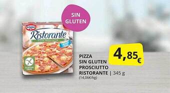 Supermercados MAS Pizza sin gluten prosciutto ristorante oferta