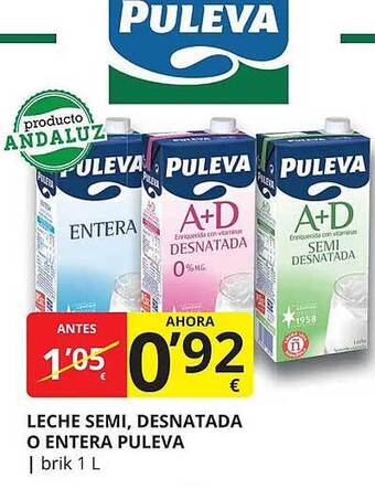 Supermercados MAS Leche semi, desnatada o entera puleva oferta
