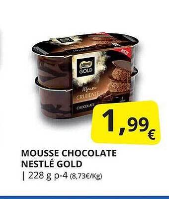 Supermercados MAS Mousse chocolate nestlé gold oferta