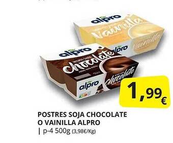 Supermercados MAS Postres soja chocolate o vainilla alpro oferta