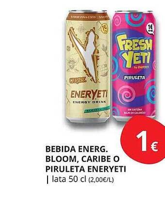 Supermercados MAS Bebida energ. bloom, caribe o piruleta eneryeti oferta