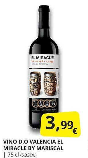 Supermercados MAS Vino d.o. valencia el miracle by mariscal oferta
