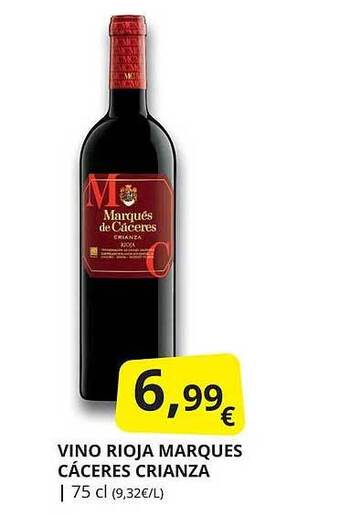 Supermercados MAS Vino rioja marques cáceres crianza oferta
