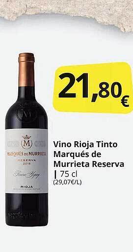 Supermercados MAS Vino rioja tinto marqués de murrieta reserva oferta