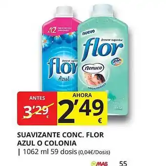 Supermercados MAS Suavizante conc. flor azul o colonia oferta
