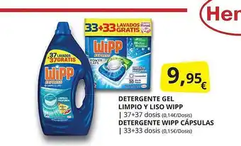 Supermercados MAS Detergente gel limpio y liso wipp detergente wipp cápsulas oferta