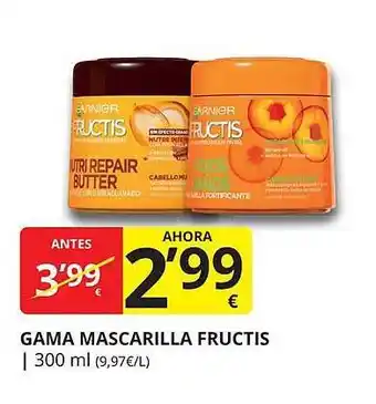 Supermercados MAS Gama mascarilla fructis oferta