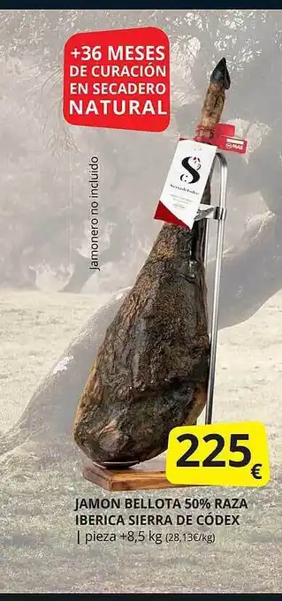 Supermercados MAS Jamon bellota 50% raza iberica sierra de códex oferta