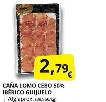 Supermercados MAS Caña lomo cebo 50% ibérico guijuelo oferta