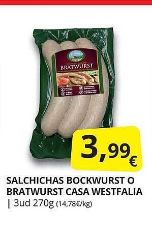 Supermercados MAS Salchichas bockwurst o bratwurst casa westfalia oferta