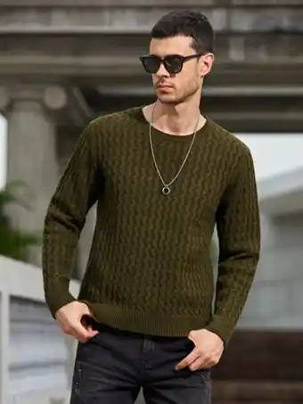 Shein Hombres suéter de punto unicolor con textura oferta