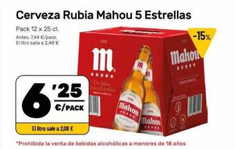 AhorraMas Cerveza rubia mahou 5 estrellas oferta