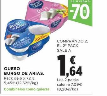 Hipercor 2a unidad -70% queso burgo de arias oferta