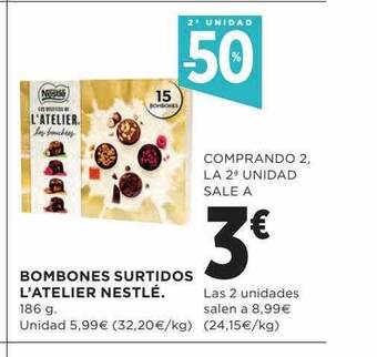 Hipercor 2a unidad -50% bombones surtidos l'atelier nestlé oferta