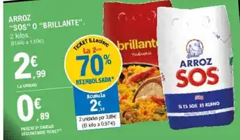 E.Leclerc "SOS" O "Brillante" Arroz 2kg oferta