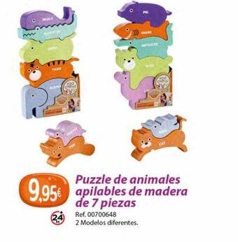Puzzle de animales apilables de madera de 7 piezas