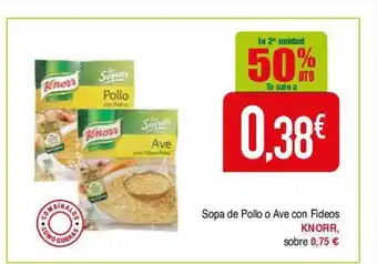 La 2a unidad 50% dto sopa de pollo o ave con fideos knorr