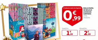 Alcampo Rollo papel de regalo licencias surtidas oferta