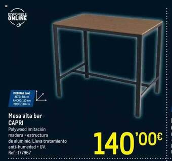 Makro Mesa alta bar capri oferta
