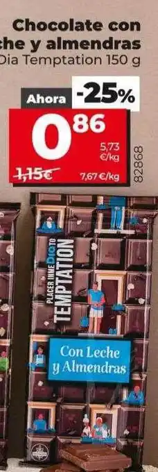 Dia Chocolate con leche y almendras dia temptation oferta