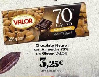 Gadis Chocolate negro con almendra 70% sin gluten valor oferta