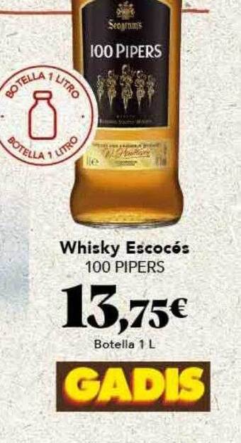 Gadis Whisky escocés 100 pipers oferta