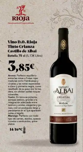 Gadis Vino d.o. rioja tinto crianza castillo de albal oferta