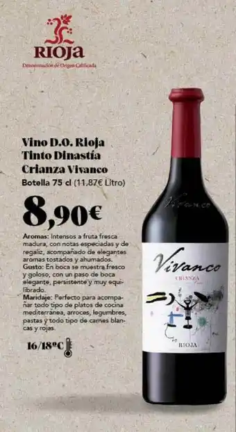 Gadis Vino d.o. rioja tinto dinastiá crianza vivanco oferta
