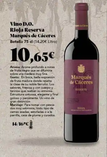 Gadis Vino d.o. rioja reserva marqués de cáceres oferta