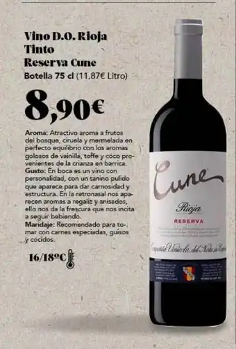Gadis Vino d.o. rioja tinto reserva cune oferta