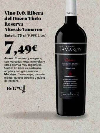 Gadis Vino d.o. ribera del duero tinto reserva altos de tamaron oferta
