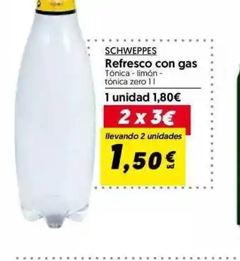 Hiper Usera Schweppes refresco con gas tónica - limón - tónica zero oferta