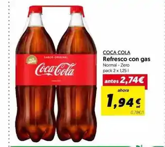 Hiper Usera Coca cola refresco con gas normal -zero pack 2 oferta