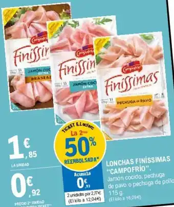 E.Leclerc "Campofrío" Lonchas Finíssimas 115g oferta