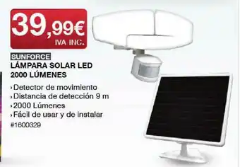 Costco Sunforce Lámpara Solar Led 2000 Lúmenes oferta