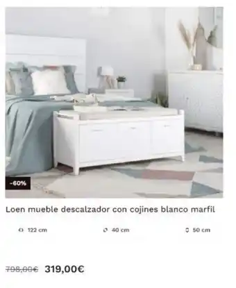 Banak Importa Loen mueble descalzador con cojines blanco marfil oferta