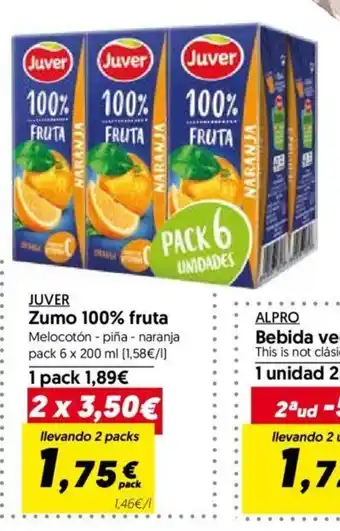Hiper Usera Zumo 100% fruta JUVER oferta