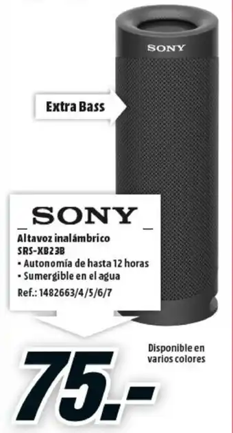 MediaMarkt Sony SRS-XB23B oferta