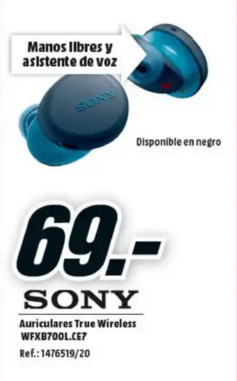 MediaMarkt Sony Auriculares True Wireless WFXB700L.CE7 oferta