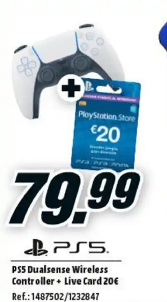 MediaMarkt PS% Dualsense Wireless Controller+Live Card oferta