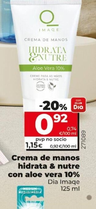 Dia Crema de manos Hidrata & Nutre Con Aloe Vera 10% oferta