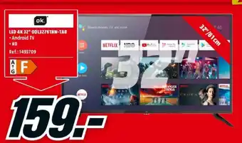 MediaMarkt ok LED 4k 32" ODL32761HN-Tab oferta