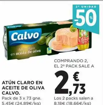 Hipercor 2a unidad -50% atún claro en aceite de oliva calvo oferta