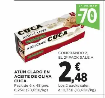 Hipercor 2a unidad -70% atún claro en aceite de oliva cuca oferta