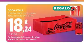 Hipercor Coca-cola original light zero o zero zero pack de 24 oferta