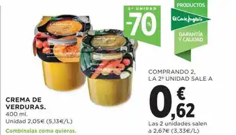 Hipercor 2a unidad -70% crema de verduras oferta