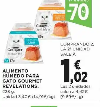 Hipercor 2a unidad -70% alimento húmedo para gato gourmet revelations oferta